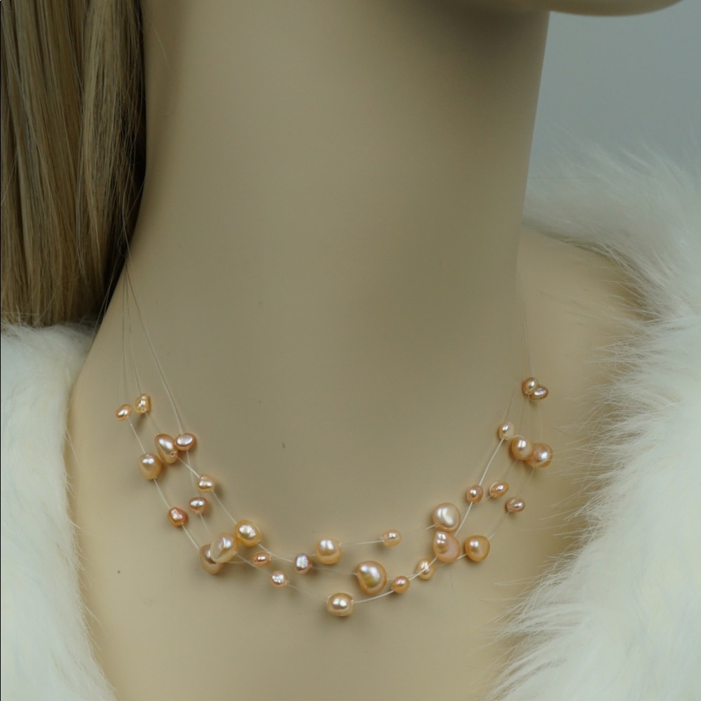 Triple Layer Cultured Baroque Pearl Necklace - Picture 8 of 14